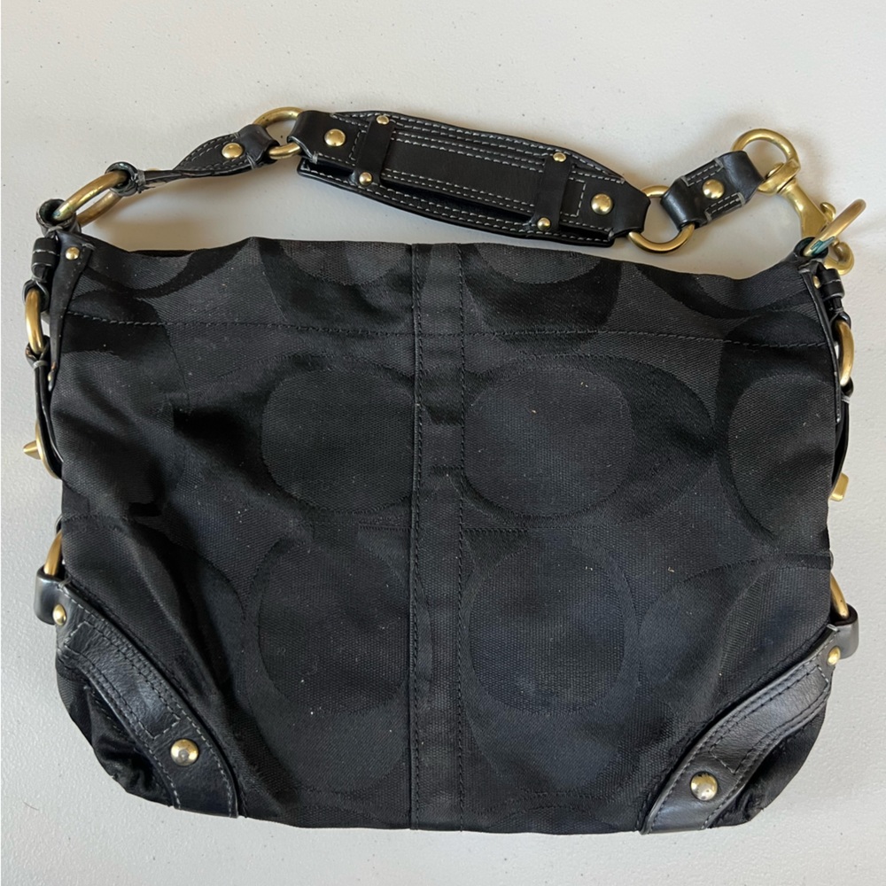 Coach black and gold shoulder bag